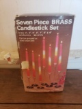 7 Piece Brass Candlestick Set Never Used in Original Box