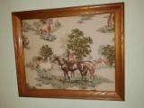 Vintage 3D Soft Cloth Horse Wall Hanging with Wooden Frame