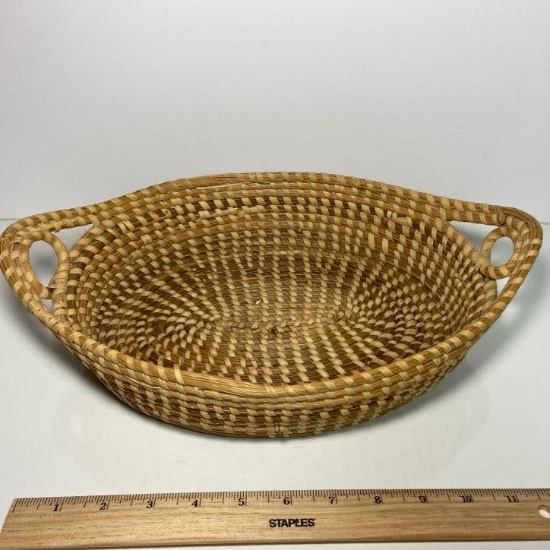 Impressive Double Handled Gullah Sweet Grass Basket