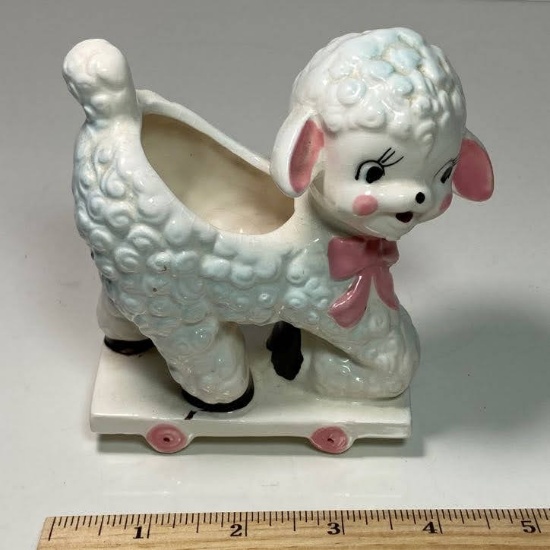 Sweet Vintage Lamb Pottery Planter Made in Japan