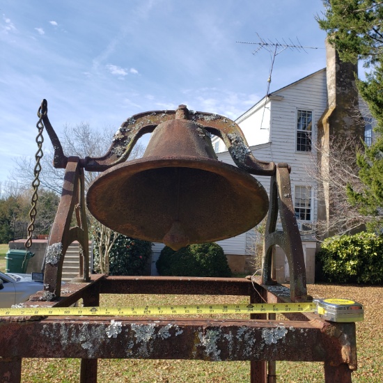 No. 4 Upright 1886 Cast Iron School Bell, Yoke and Cradle