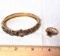 Ladies Costume Jewelry- Avon Gold Tone and Purple Bracelet and Ring