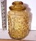 Mid Century Yellow Amber Glass Canister with Lid