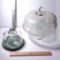 Pedestal Glass Cake Stand with Cover, and Marble Base Cheese Dome