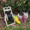 Hose Reel with Hose Pipe, Planting Soil, 2 Bags Red Chips