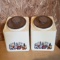 Vintage Rubbermaid Plastic Canisters with Mushrooms and Veggies Print