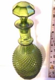 Vintage Avocado Green Glass Decanter with Stopper