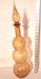 Vintage Tall Yellow Glass Decanter with Stopper