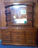 Vintage Florida Furniture 9 Drawer Triple Dresser with Mirror