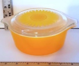 Lovely Vintage Pyrex Promotional Sunflower Dish and Lid 472, 1.5 Pint