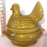 California Pottery Green Hen on Nest Soup Tureen/Casserole Dish