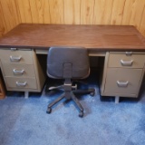 Vintage Metal Office Desk with Chair 