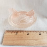 Vintage Pink Depression Hen on Nest Salt Cellar