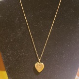 Heart Locket on Gold Tone Chain, Monogrammed S
