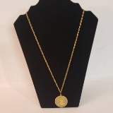 Gold Tone Chain with 1942 Liberty Half Dollar Coin Charm