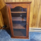 Vintage Wood Media Center with Glass Door with 4 Shelves 