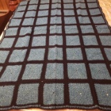 Nice Blue and Black Handmade Crochet Granny Square Throw