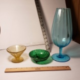 Collection of Colorful Vintage Glass, includes Yellow Depression Parfait Dish