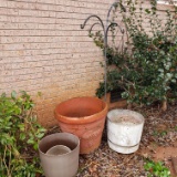 Rebar Plant Holder and Plastic Flower Pots
