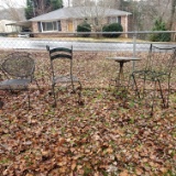 Lot of 3 Wrought Iron Chairs and Table with Handmade Wood Top