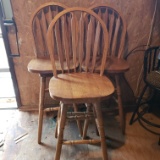 Lot of 3 Vintage Wood Swivel Bar Stools 