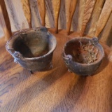 Pair of Miniature Cast Iron 3 Legged Cauldrons