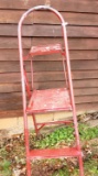 Red Metal Folding Step Stool