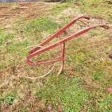 Antique Red Hand Plow with Steel Wheel)