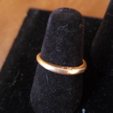 14k Gold Wedding Band with Clear Stone on Side