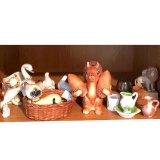 Great Vintage Lot: Collectible Squirrel Salt & Pepper Shakers, Porcelain Cats & Misc Collectibles