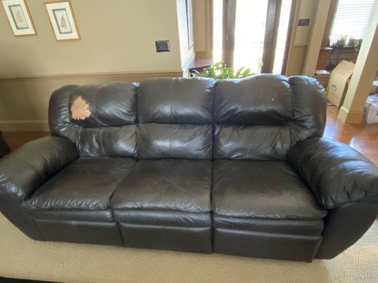 Double Reclining Leather Sofa