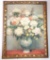 Framed Vintage Print of Painting on Canvas of Flowers in Vase