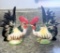 Vintage Pair of Fern Importable Hand Painted Roosters