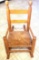 Vintage Childs Wood Woven Seat Rocking Chair