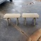 Lot of 2 Small Wooden Outdoor Tables, Painted Green
