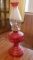 Vintage Red Glass Oil Lamp