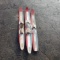 Lot of 3 Vintage Wood Skis, Red, White and Blue