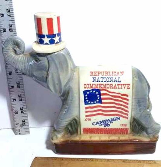 1976 Ezra Brooks Republican Elephant Decanter