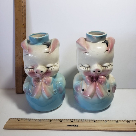 Pair of Reed’s Pottery Pig Vases