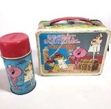 Vintage Metal Atom Ant And Secret Squirrel Metal Lunchbox and Thermos