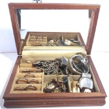 Men’s Jewelry Box with Miscellaneous Tie Tacks, Pins, Jewelry