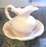 Vintage McCoy Small White Pitcher and Wash Bowl