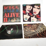 Lot of 4 Vintage Kiss Record Albums, Asylum, Peter Criss, Alive II, Animalize