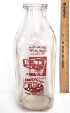 Vintage Pet Quart Milk Bottle with Great Red Graphics