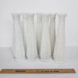 Lot of 8 Vintage Hoosier Starburst White Milk Glass Bud Vases