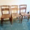 Set of 3 Vintage Wooden Chairs with Rush Seats - 1 Bare Wood