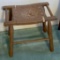 Vintage Wooden Bench with Woven Seat
