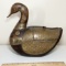 Amazing Heavy Wooden Hollowed Duck with Brass & Copper Embellishments