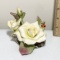Beautiful Porcelain Yellow Rose Figurine with Lady Bug