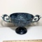 Pretty Metal Double Handled Pedestal Bowl with Floral Design Made in India